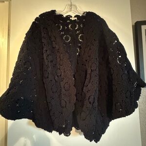 NWOT POL Black Floral Knit Batwing Sweater cardigan
